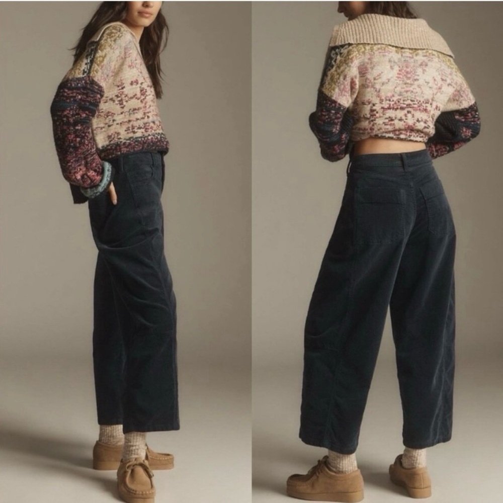 Pilcro Dark Gray Barrel corduroy pants